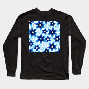 Just a Blue Flower Pattern 5 - Elegant and Sophisticated Design for Home Decor Long Sleeve T-Shirt